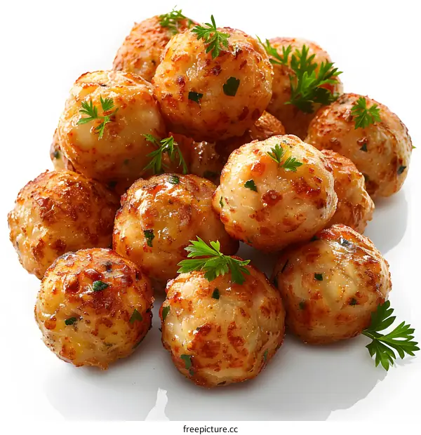 Fried potato balls with parsley