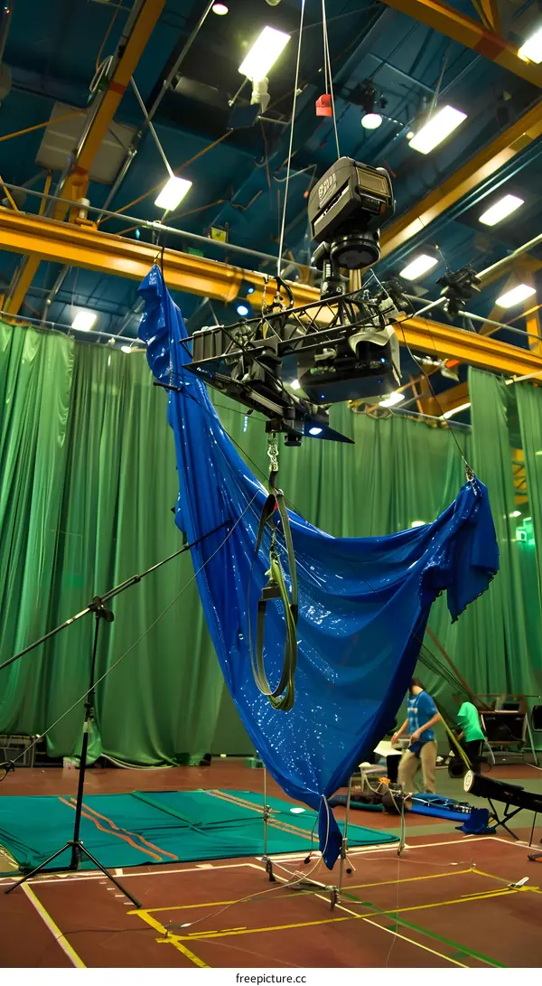 Blue Screen Studio Setup with Camera Crane