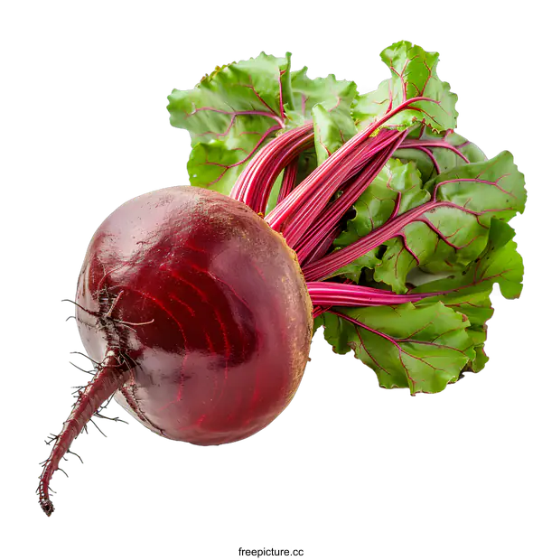 [Transparent Background PNG]Fresh Beetroot with Green Leaves