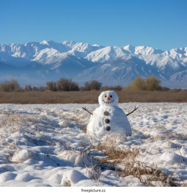 Snowy field with a snowman