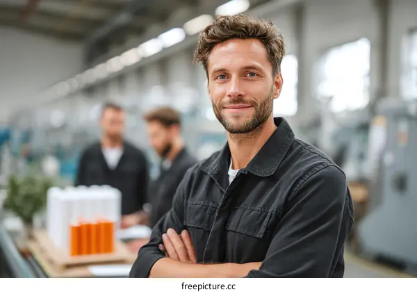 Factory Worker Portrait in Industrial Setting