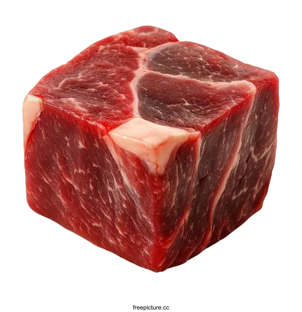 [Transparent Background PNG]Close Up Fresh Raw Beef Cube