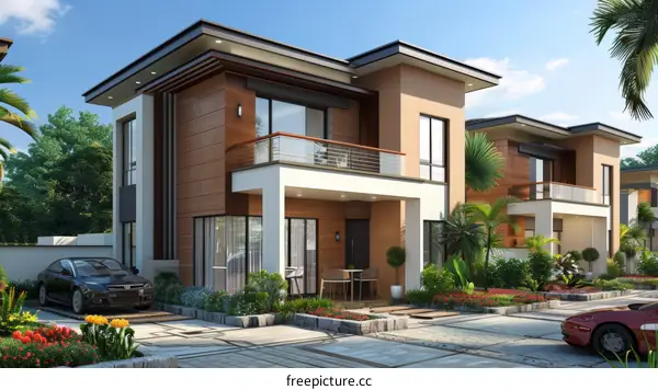 Modern Townhouse Facade Design Illustration