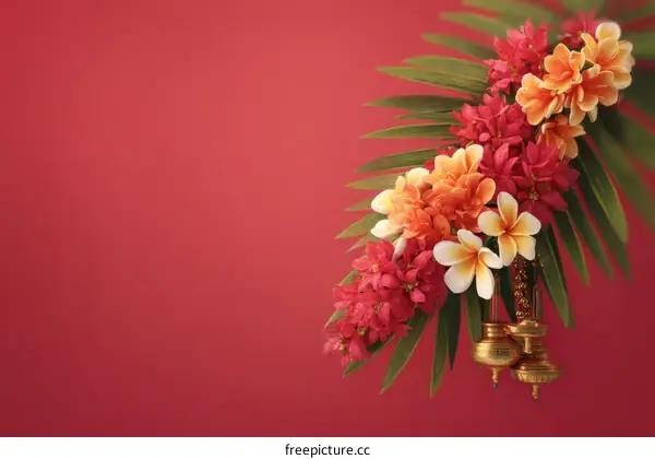 Floral Arrangement on a Red Background