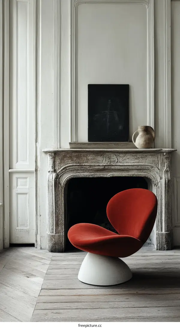 Vintage Red Armchair in a Classic Interior Setting