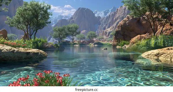Serene Mountain Lake with Pristine Scenery