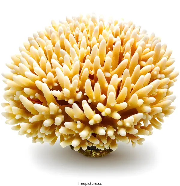 A close-up image of a cauliflower coral isolated on a white background