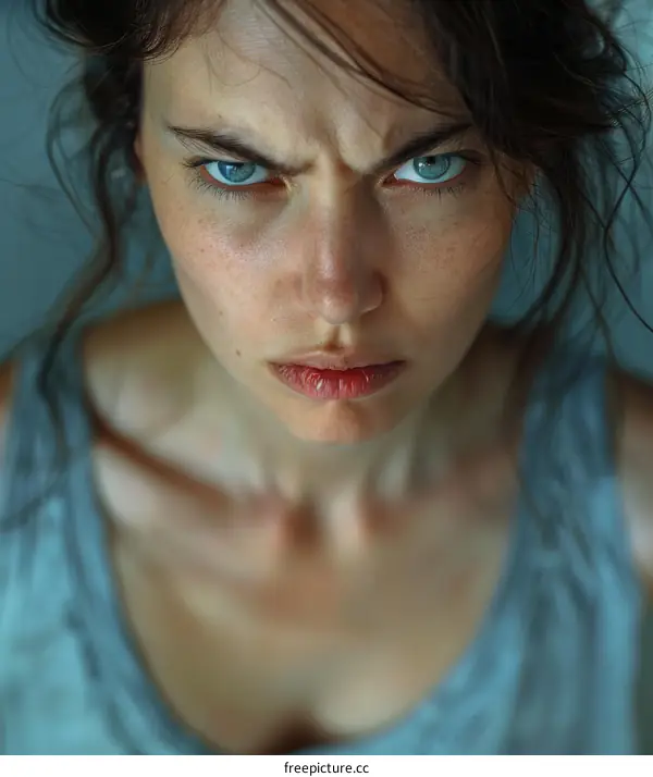 Closeup Portrait of an Angry Woman