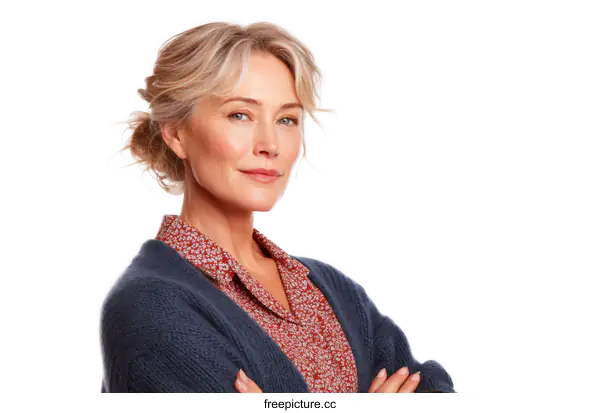 [Transparent Background PNG]Mature Woman Studio Portrait