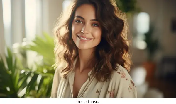 Portrait of a beautiful young woman smiling