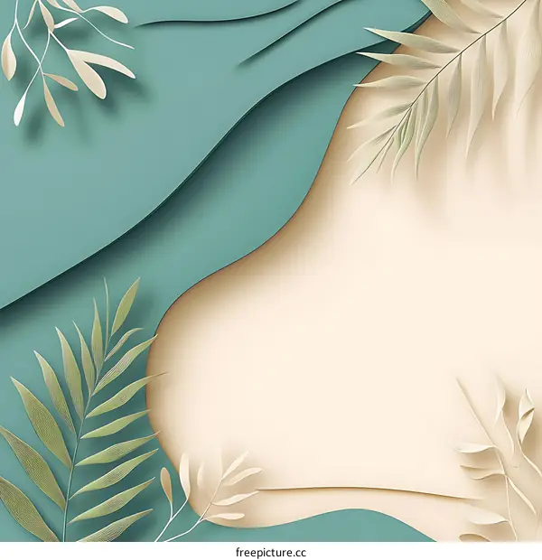 Abstract Paper Cut Leaves Design Background
