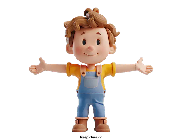 [Transparent Background PNG]3d rendering of a cute cartoon boy