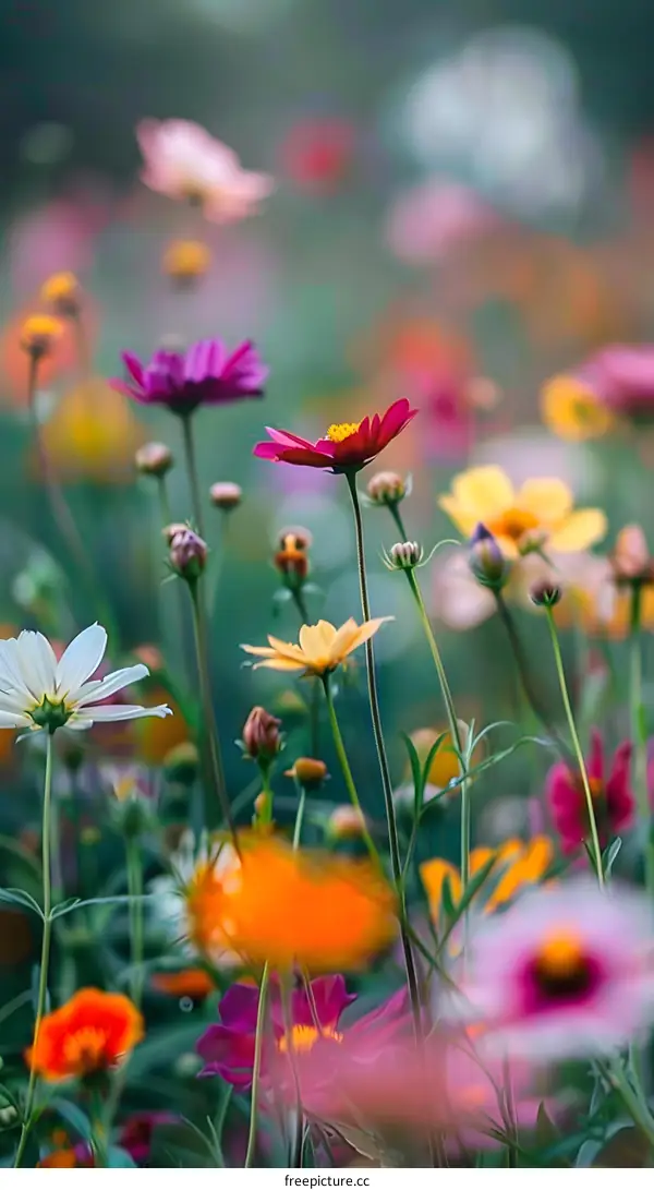 Colorful Flowers Blooming In A Field