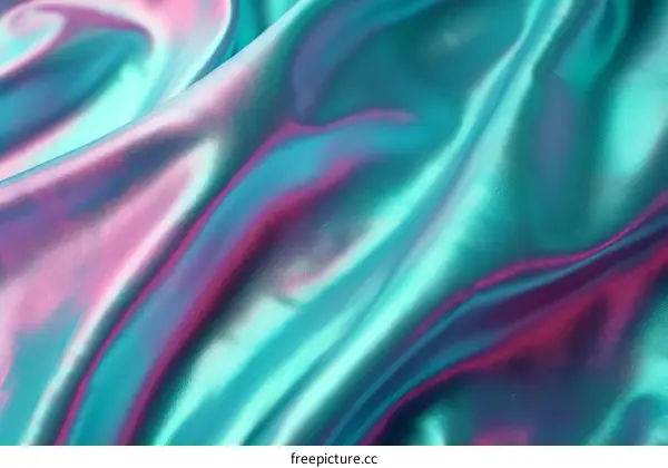 Blue and pink iridescent silk fabric with soft highlights