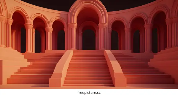 Archway Staircase Architectural Render