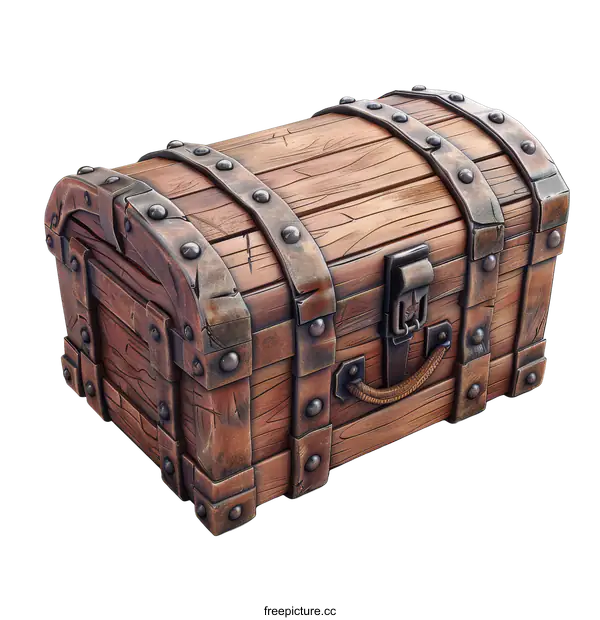 [Transparent Background PNG]An illustration of a wooden treasure chest