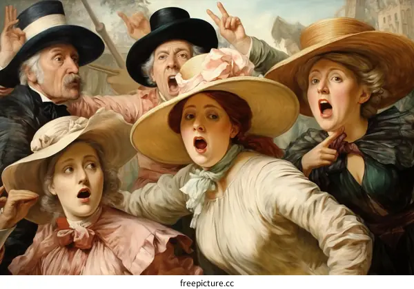 People Shouting in Amazement Wearing Hats