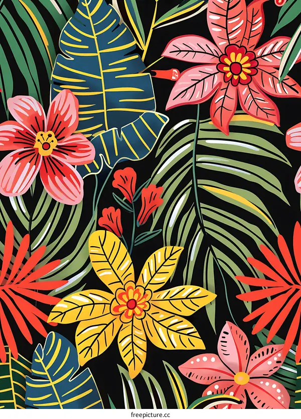 Tropical Floral Seamless Pattern Illustration