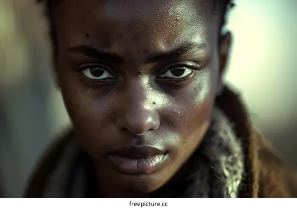 Closeup Portrait of a Young Black Woman