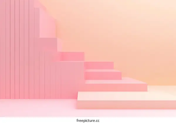 Abstract Pink Geometric Stairway Display