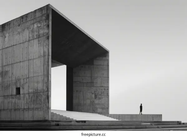 A concrete structure with a person standing in front of it