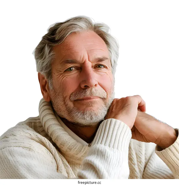 Portrait of a handsome older man with grey hair and beard