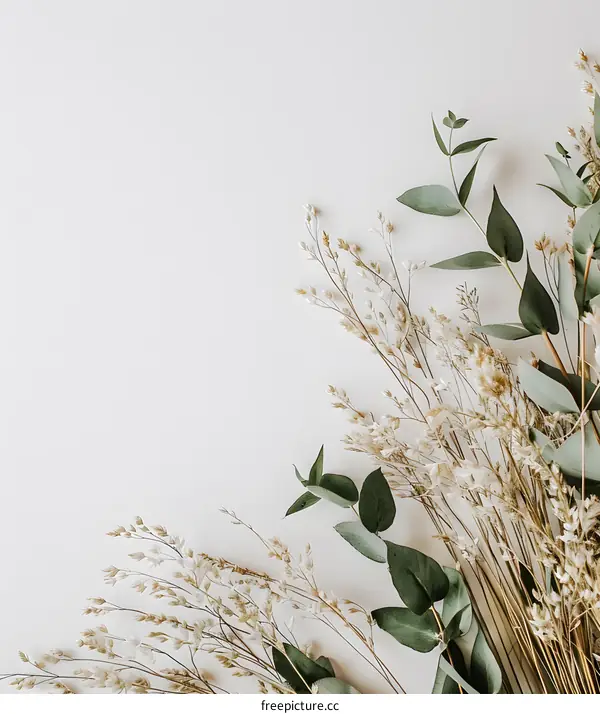 Minimalist Floral Arrangement with Dried Grass and Eucalyptus