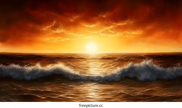 Golden Sunset Over the Ocean