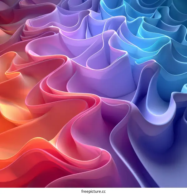 Abstract Colorful 3D Wavy Surface