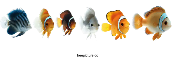 [Transparent Background PNG]Variety of Clownfish in Different Colors