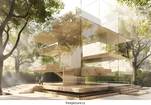 Modern Glass House in the Woods