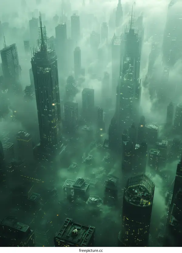 Futuristic Foggy Cityscape Illustration