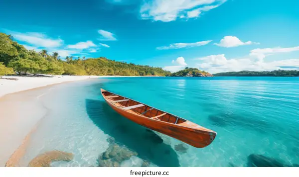 lonely boat in the vast ocean