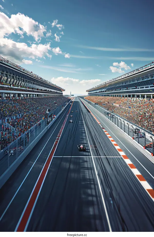 Formula One Cars Speeding on a Race Track