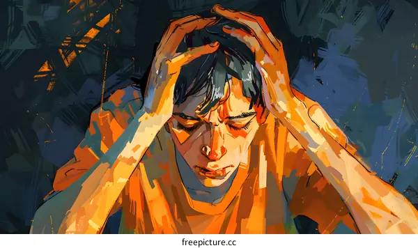 man holding his head in anguish