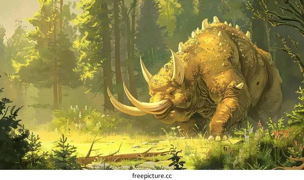 Fantasy Forest Rhino Illustration