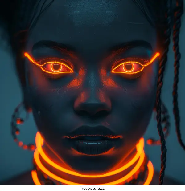 Portrait of a glowing eyed woman