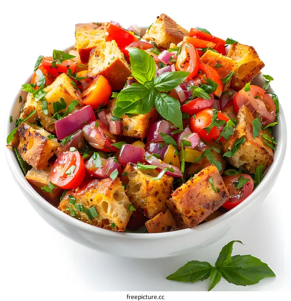 Fresh Panzanella Salad in a Bowl