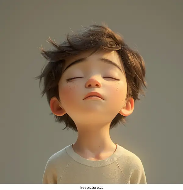 Realistic Freckled Boy's 3D Face