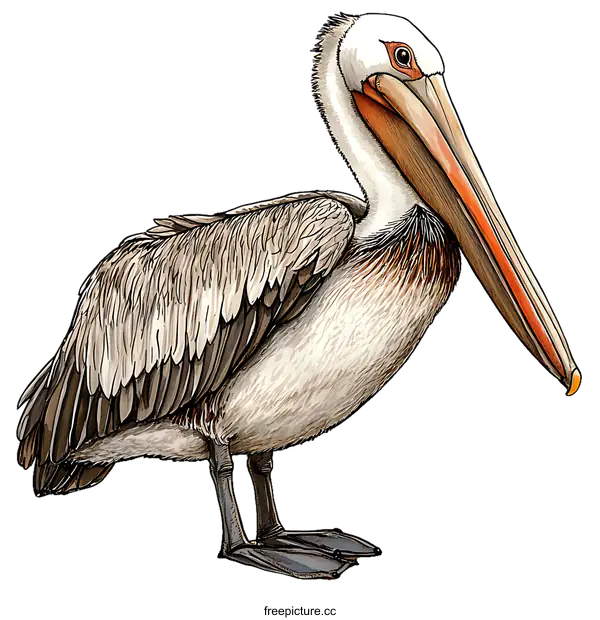 [Transparent Background PNG]Beautiful Illustration of a Brown Pelican