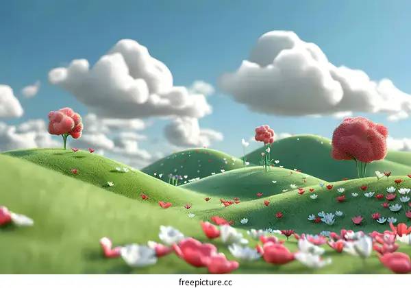 Colorful flower sea hills