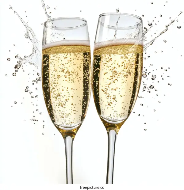 Champagne Celebration Two Glasses Sparkling Drink