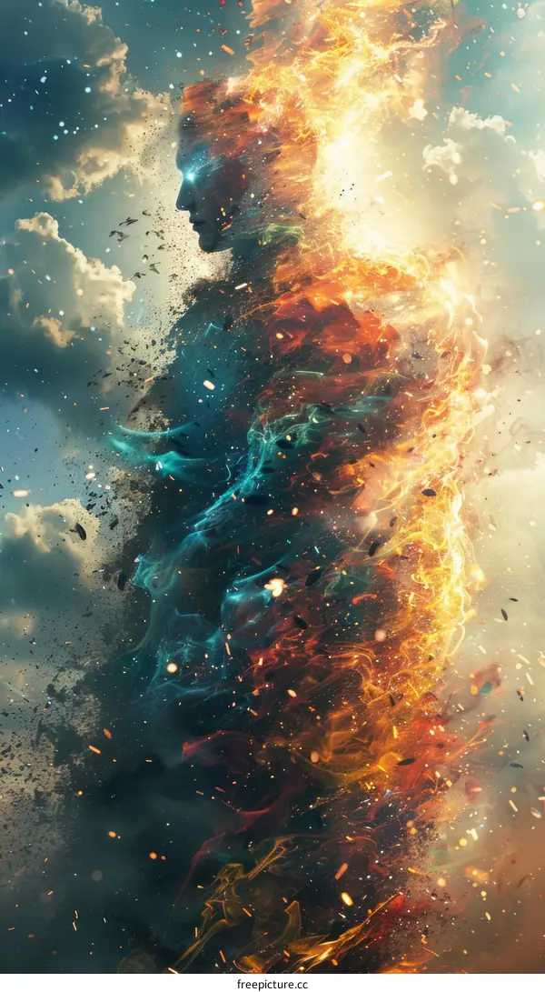 Fiery Water Warrior: A Fantasy Elemental Illustration