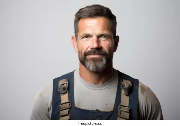 Portrait of a male carpenter in work clothes