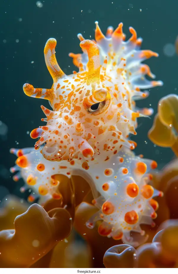 A tiny sea dragon in orange and white