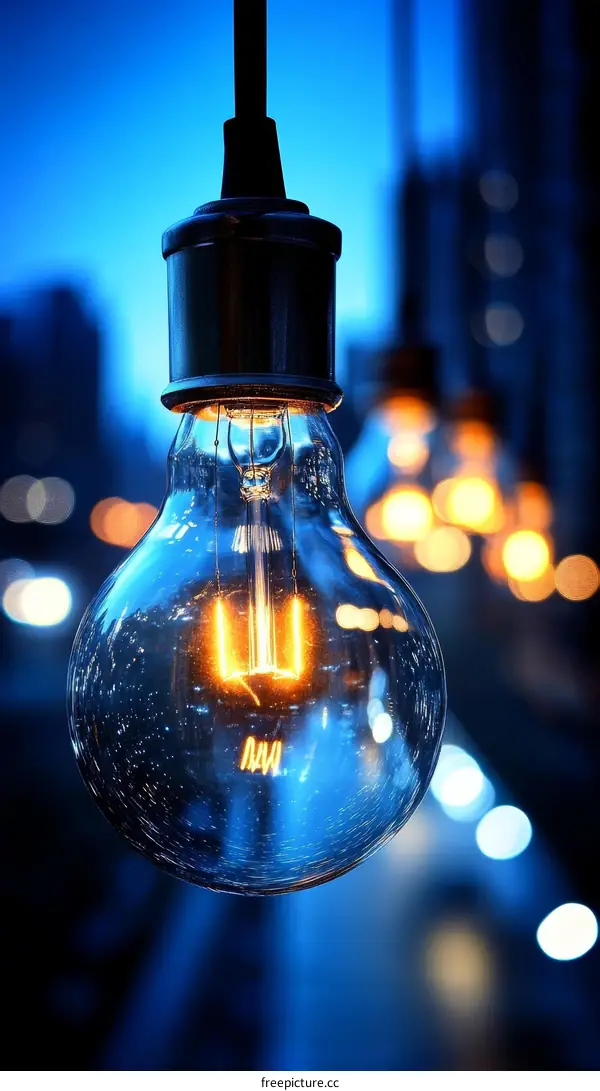 Vintage Edison Bulb Light in Night City
