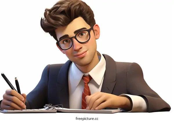 Confident Businessman Writing Notes