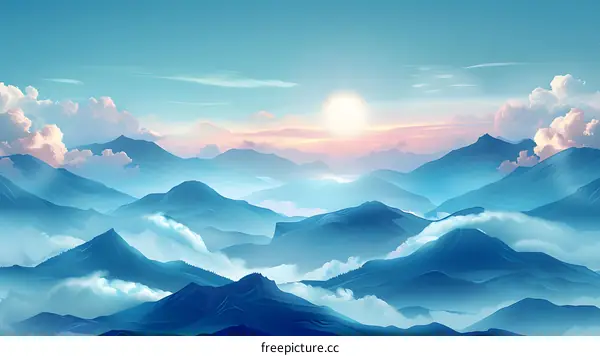 Sunrise over the blue mountains