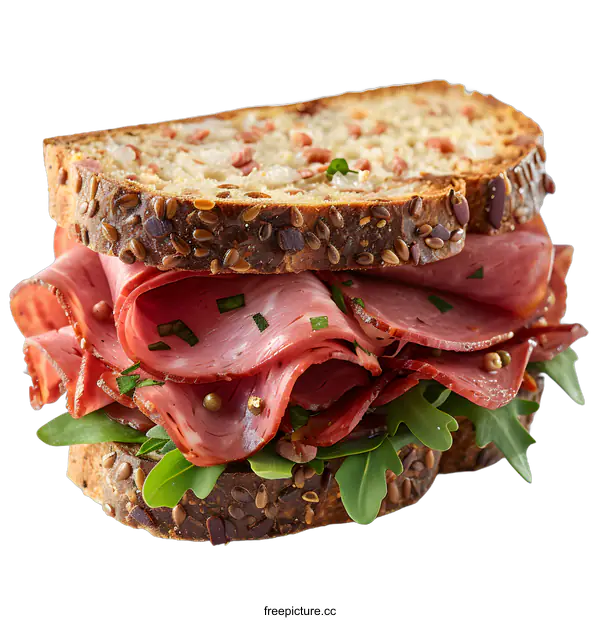 [Transparent Background PNG]Roast Beef Sandwich on Whole Grain Bread