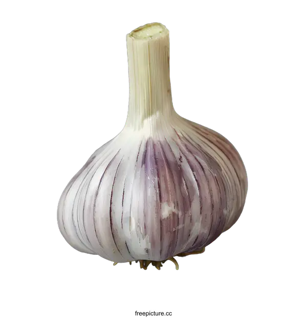 [Transparent Background PNG]Close Up Of A Single Garlic Bulb On A Grey Background
